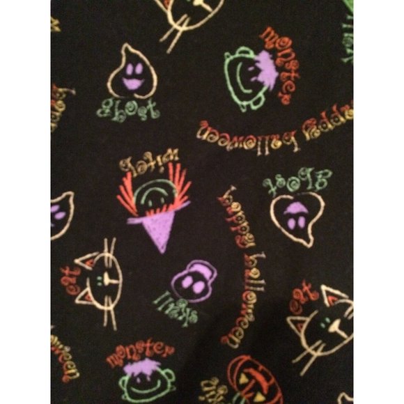 Halloween Scrub Witch Cat Pumpkin Monster Hat Black Life Brand Medical Top - Picture 5 of 8